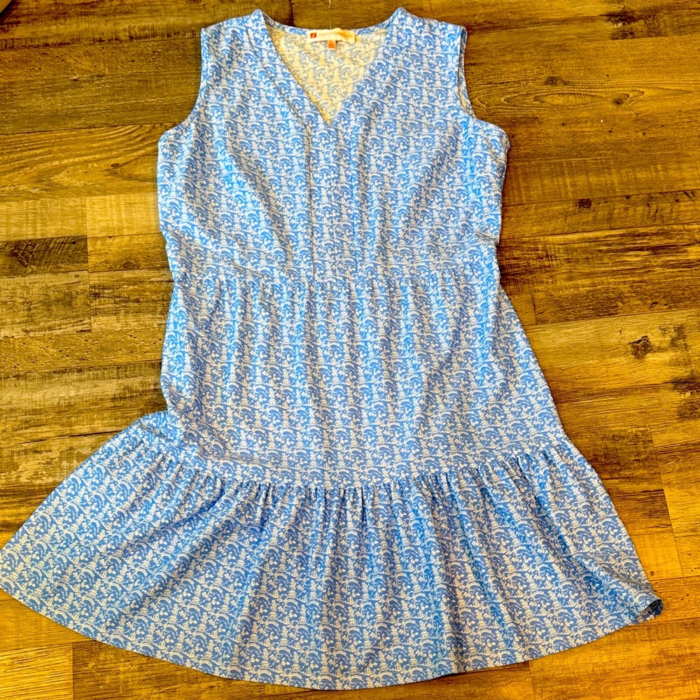Jude connally Blue Floral V-Neck  Dress